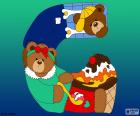 Буква G, формируется два медведя и огромный мороженого
